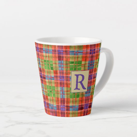 MAC RAE TARTAN Latte Tasse + Text (Rechte Ecke)