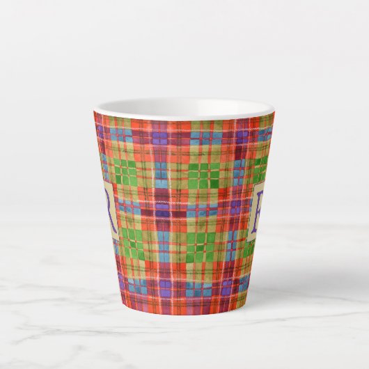 MAC RAE TARTAN Latte Tasse + Text (Vorderseite)