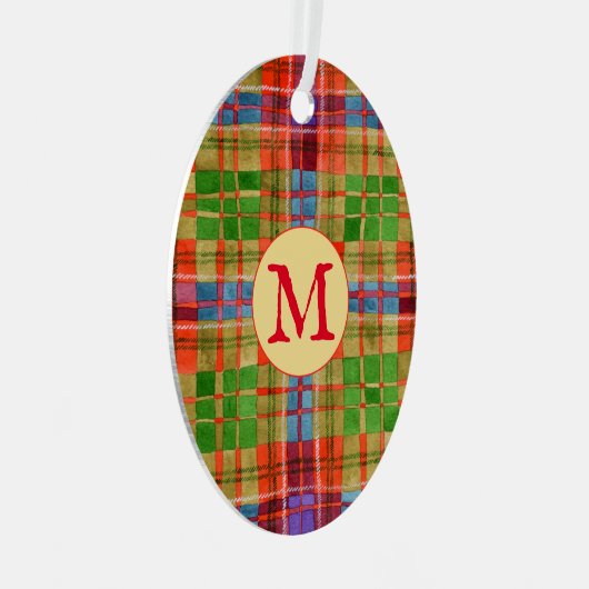 MAC RAE TARTAN Metal Oval Ornament + Initial (Vorderseite Rechts)