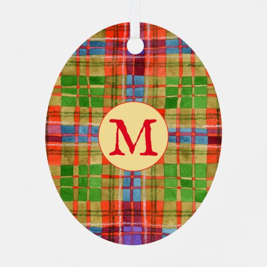 MAC RAE TARTAN Metal Oval Ornament + Initial (Rückseite)