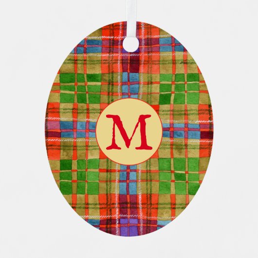 MAC RAE TARTAN Metal Oval Ornament + Initial Aus Metall (Vorderseite)