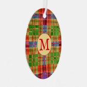 MAC RAE TARTAN Metal Oval Ornament + Initial Aus Metall (Vorderseite Rechts)