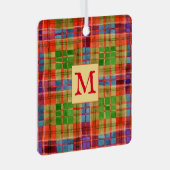 MAC RAE TARTAN Metal Square Ornament + Initial Aus Metall (Vorderseite Rechts)