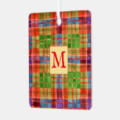 MAC RAE TARTAN Metal Square Ornament + Initial Aus Metall (Vorderseite links)