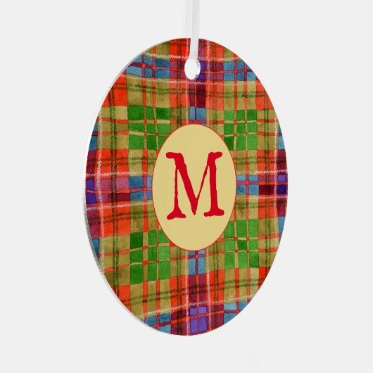 MAC RAE TARTAN Metallzirkular Ornament + Initial (Vorderseite Rechts)