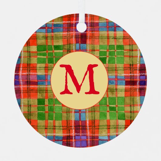 MAC RAE TARTAN Metallzirkular Ornament + Initial Aus Metall (Vorderseite)