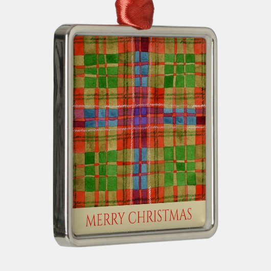 MAC RAE TARTAN Premium Square Ornament + Text (Rechts)