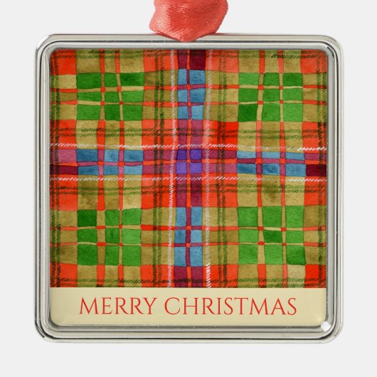 MAC RAE TARTAN Premium Square Ornament + Text (Vorne)