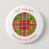 MAC RAE TARTAN Runde Namensschild Pin Button (Vorderseite)