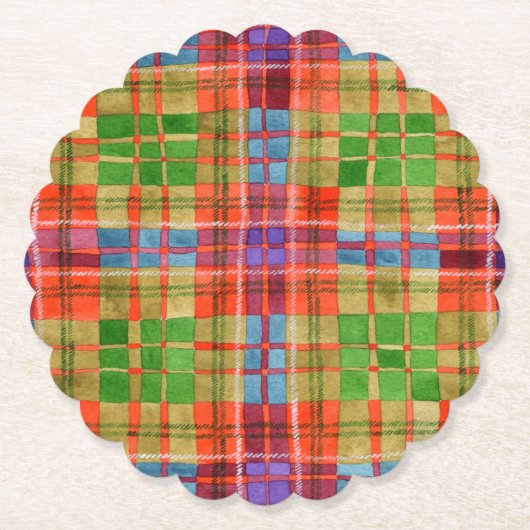MAC RAE TARTAN Scalloped Square Paper Untersetzer (Vorderseite)
