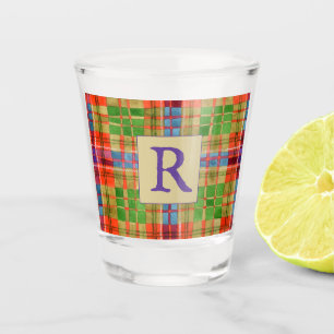 MAC RAE TARTAN Shotglas + Text Schnapsglas