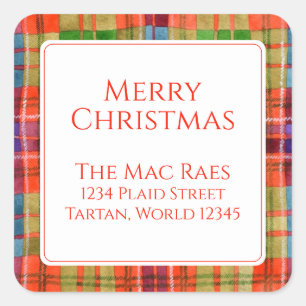 MAC RAE TARTAN Small Square Address Umschlag Aufkl Quadratischer Aufkleber