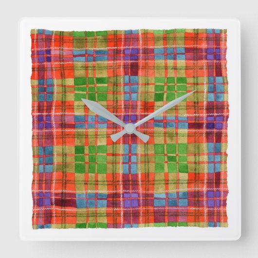 MAC RAE TARTAN Square Akryllische Wall-Clock Quadratische Wanduhr (Vorderseite)