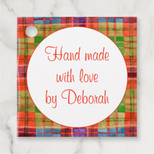 MAC RAE TARTAN Square "Hand Made" Tags Geschenkanhänger