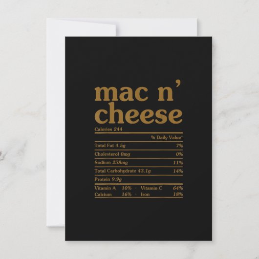 Mac und Cheese Nutrition Funny Erntedank Mac N' Einladung (Vorderseite)
