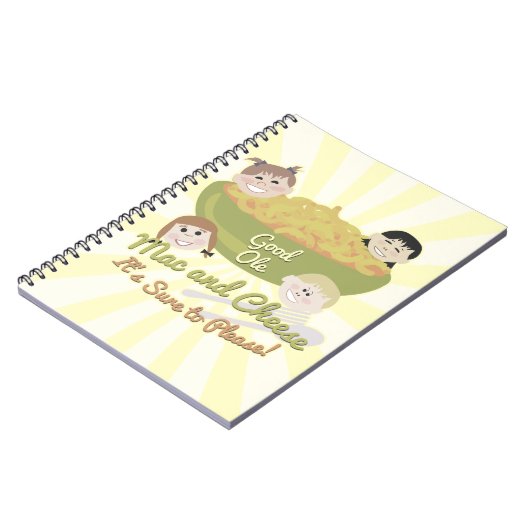 Mac und Käse Bitte Retro Kid Art Design Notizblock (Linke Seite)