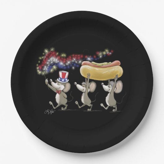 Mac und Moe's 4. Juli Nachtpapiertafel Pappteller (Vorderseite)