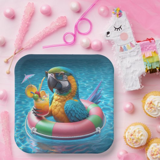 Maca in einem Schwimmbad Pappteller (Party)