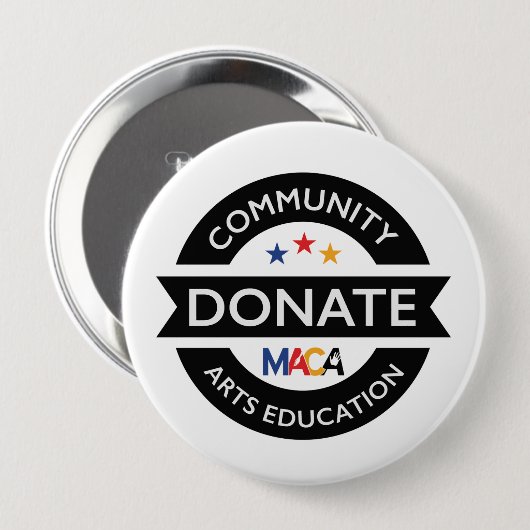 MACA spendet Bildung der Community Arts Button (Vorne & Hinten)