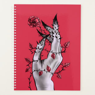 Macabre Art Creepy Hand Red und Black Gothic Planer