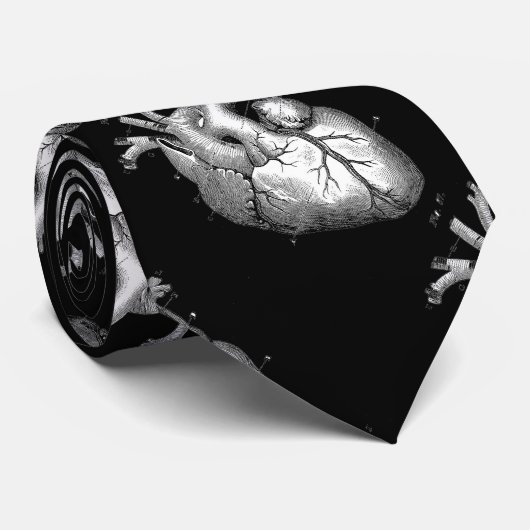 Macabre Black & White Silky Neck Tie Krawatte (Gerollt)