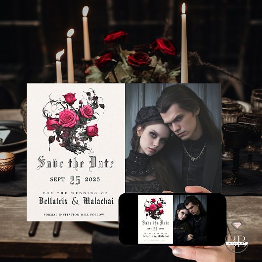 Macabre Crimson Rose Ihr Foto Save The Date