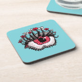 Macabre Eye Creepy Witchy Goth Getränkeuntersetzer (Linke Seite)