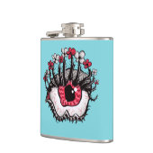 Macabre Eye Melt Creepy Psychedelic Dark Art Flachmann (Links)