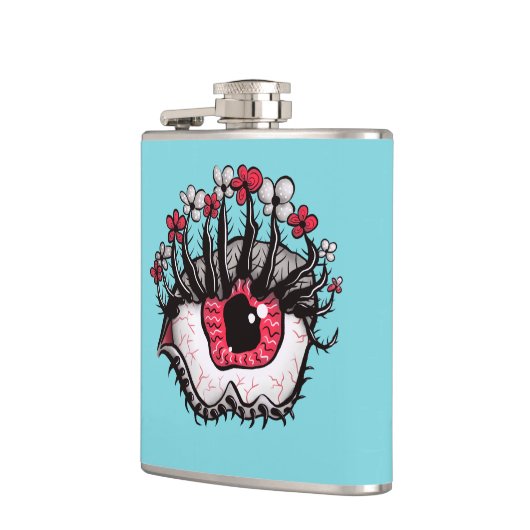 Macabre Eye Melt Creepy Psychedelic Dark Art Flachmann (Links)