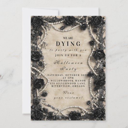 Macabre Rose Gothic Halloween Ansammlung Einladung (Vorderseite)