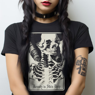 Macabre Skeleton Skull Beauty Tarot Viktorianisch  T-Shirt