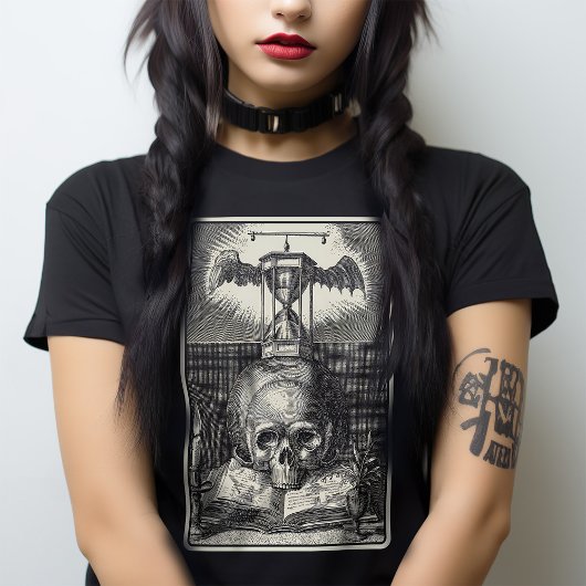 Macabre Skull Mittelalterliches Tarot Viktorianisc T-Shirt