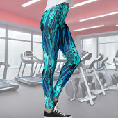 Macafederdesign in blau, abstrakt leggings