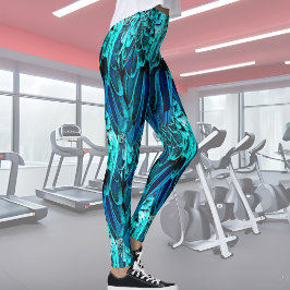 Macafederdesign in blau, abstrakt leggings
