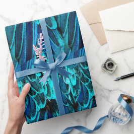 Macafederdesign in blau, Aquarellfarbe abstrakt Geschenkpapier