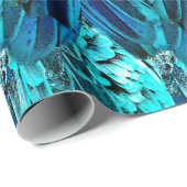 Macafederdesign in blau, Aquarellfarbe abstrakt Geschenkpapier (Rolleneckpunkt)