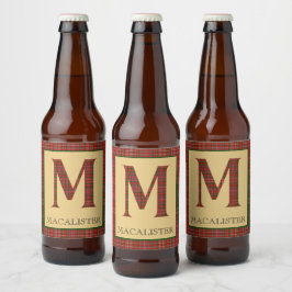 MacAlister Tartan Monogram M Bierflaschenetikett