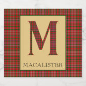 MacAlister Tartan Monogram M Bierflaschenetikett (Einzelnes Label)