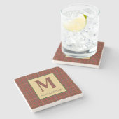 MacAlister Tartan Monogramm M Steinuntersetzer (Seitenansicht)