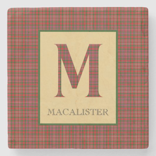 MacAlister Tartan Monogramm M Steinuntersetzer (Vorderseite)
