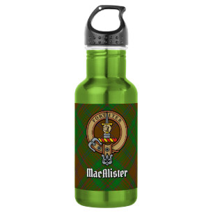 MacAlister von Glenbarr Wappen über Jagdtartan Edelstahlflasche