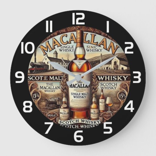 Macallan Highland Single Malt Whiskey inspired Große Wanduhr (Vorderseite)