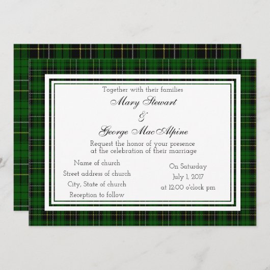 MacAlpine Scottish Wedding Einladung (Vorne/Hinten)