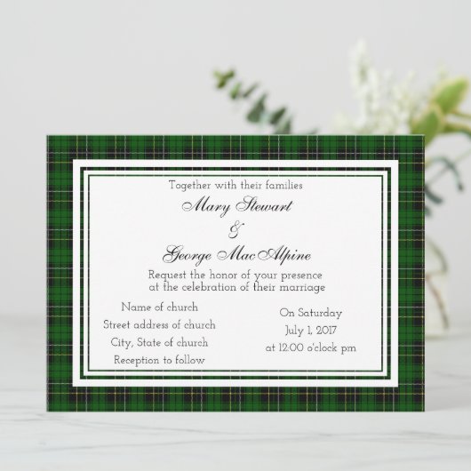 MacAlpine Scottish Wedding Einladung (Stehend Vorderseite)