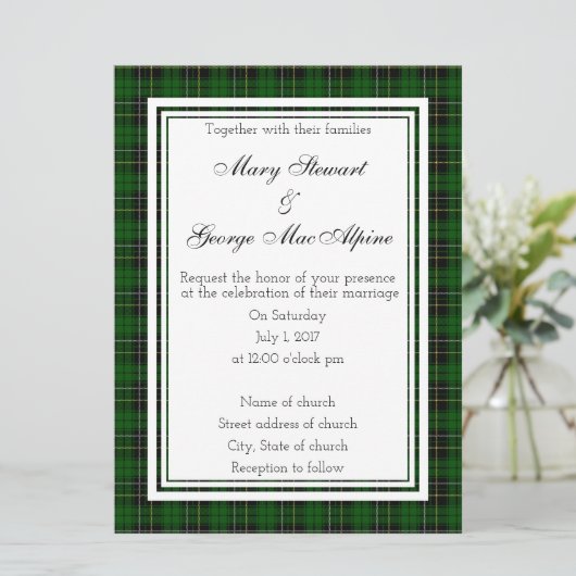 MacAlpine Scottish Wedding Einladung (Stehend Vorderseite)