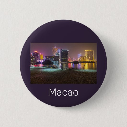 Macao Casino Skyline Panorama China Button (Vorderseite)