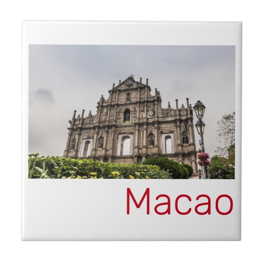 Macao Ruin of St. Paul's Church China Souvenir Fliese (Vorderseite)