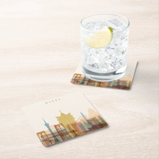 Macao, StadtSkyline der China-| Rechteckiger Pappuntersetzer (Vor Ort)