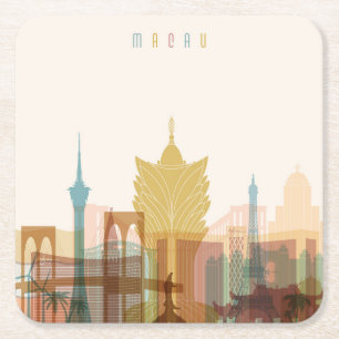 Macao, StadtSkyline der China-  Rechteckiger Pappuntersetzer