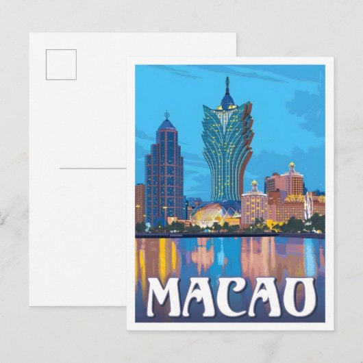Macao Vintage Reise Postkarte (Vorne/Hinten)